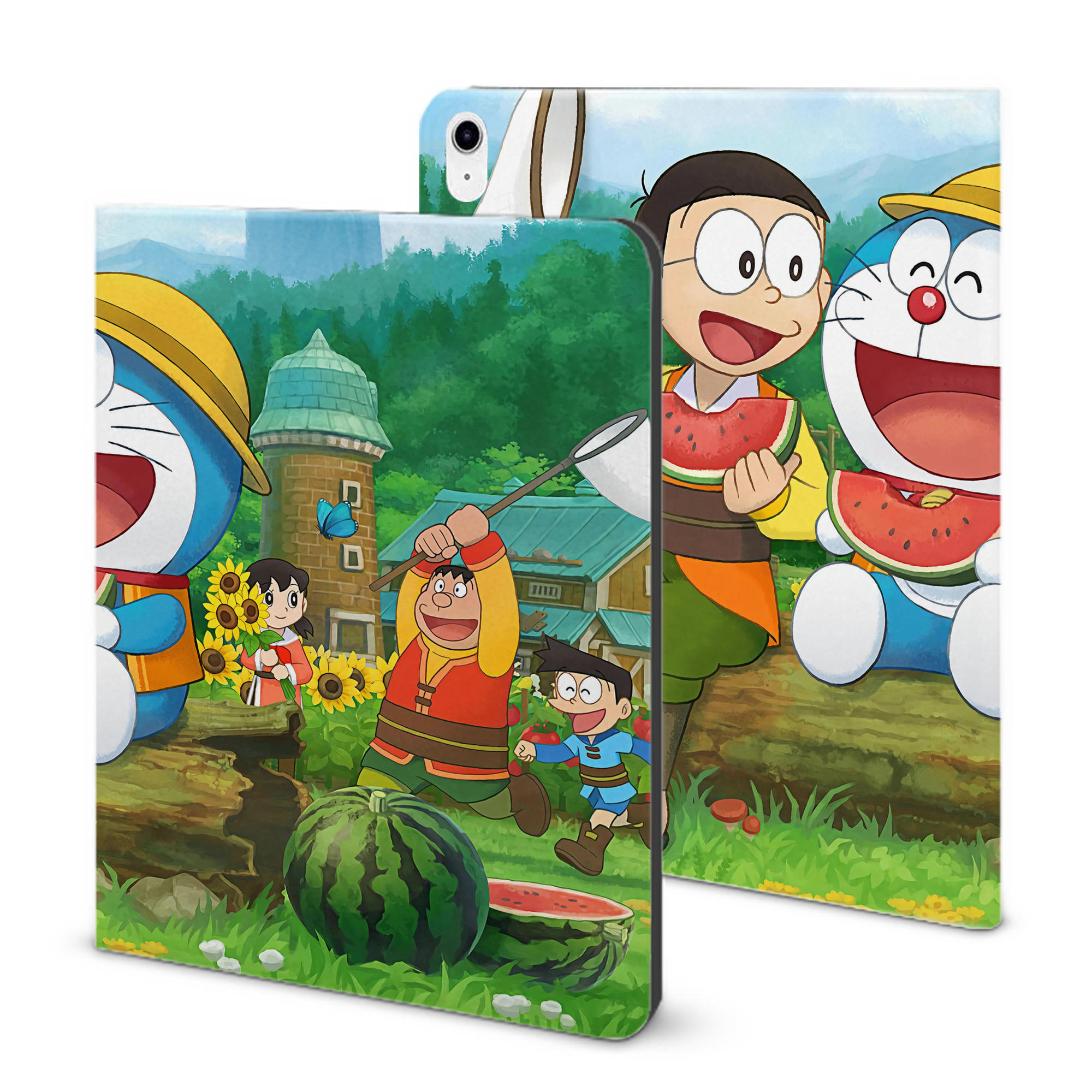 （画像用） ドラえもん Doraemon IPad ケース ブック型 PUレザー TPU 耐衝撃 軽量 薄型 ペン収納なし 全面保護 IPad 各モデル対応